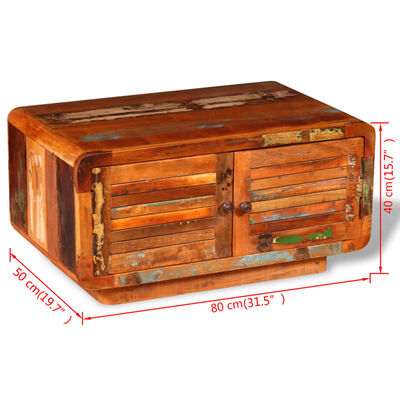 vidaXL Mesa de centro de madera maciza reciclada 80x50x40 cm