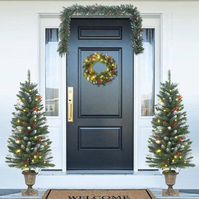 vidaXL Set de decoración navideña para puerta 4 piezas PVC