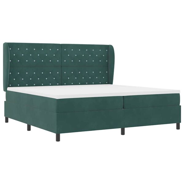 vidaXL Cama tipo Box Spring Verde oscuro 200 x 200 cm Poli&eacute;ster