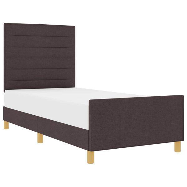 vidaXL Estructura de cama con cabecera Marr&oacute;n oscuro 100 x 200 cm tela