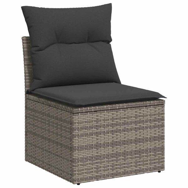 vidaXL Set de muebles de jard&iacute;n 6 pzas y cojines rat&aacute;n sint&eacute;tico gris