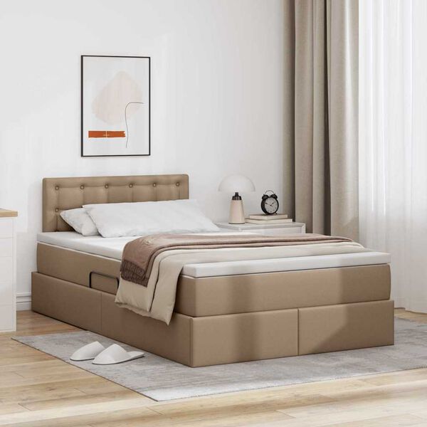vidaXL Cama con almacenamiento Capuchino 120 x 190 cm Cuero sintético