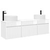 vidaXL Juego de Muebles de Ba&ntilde;o 3 uds. Blanco Brillante