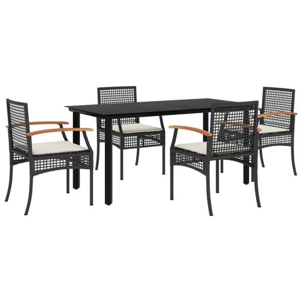 vidaXL Set de muebles jardín 5 pzas con cojines ratán sintético negro
