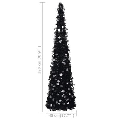 vidaXL Árbol de Navidad artificial emergente PET negro 180 cm