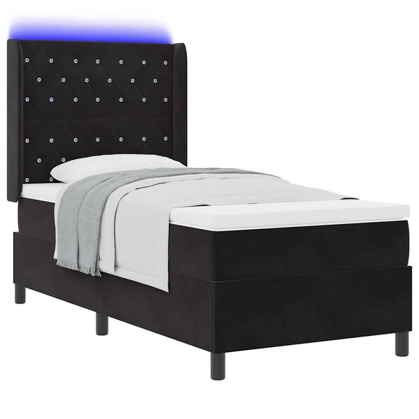 vidaXL Cama tipo Box Spring con colch&oacute;n Negro 100 x 200 cm Terciopelo