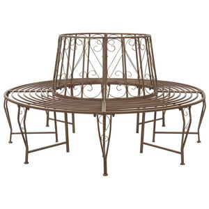 vidaXL Banco de &Aacute;rbol 8 -plazas &Oslash; 160 x 89 cm steel Marr&oacute;n antiguo