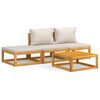 vidaXL Set muebles de jard&iacute;n 4 pzas madera maciza y cojines gris claro