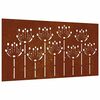 vidaXL Adorno de pared de jard&iacute;n acero corten dise&ntilde;o flores 105x55 cm
