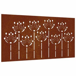 vidaXL Adorno de pared de jard&iacute;n acero corten dise&ntilde;o flores 105x55 cm
