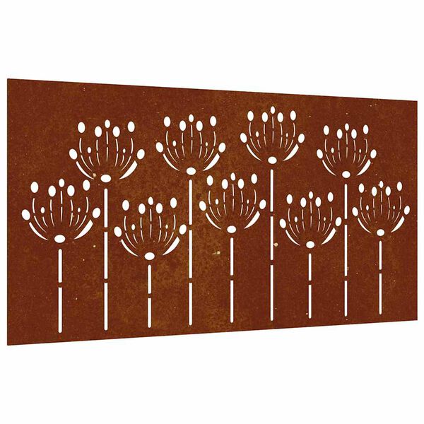 vidaXL Adorno de pared de jard&iacute;n acero corten dise&ntilde;o flores 105x55 cm