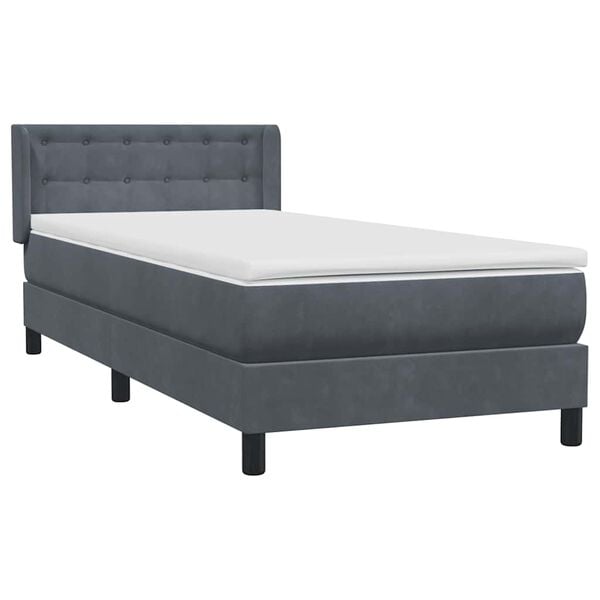 vidaXL Cama box spring con colch&oacute;n terciopelo gris oscuro 80x220 cm