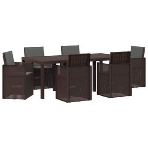 vidaXL Conjunto de Comedor de Jard&iacute;n 7 uds. Marr&oacute;n y Antracita PP