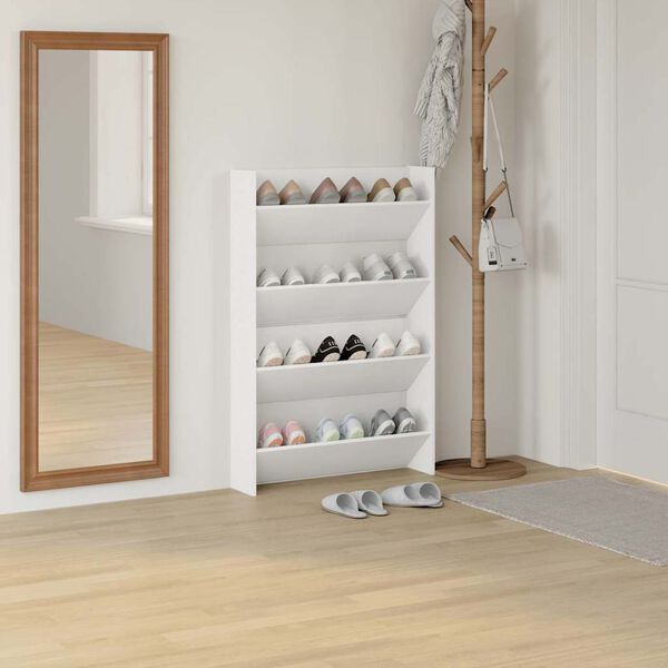 vidaXL Zapateros de pared 2 uds madera contrachapada blanco 80x18x60cm