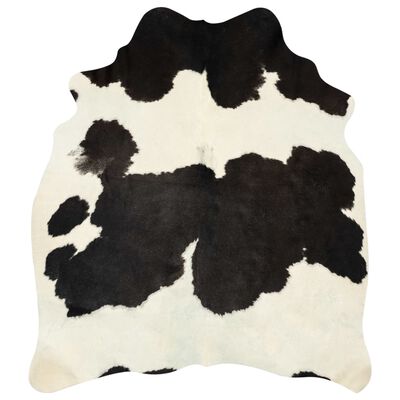 vidaXL Alfombra de piel de vaca auténtica negro y blanco 180x220 cm