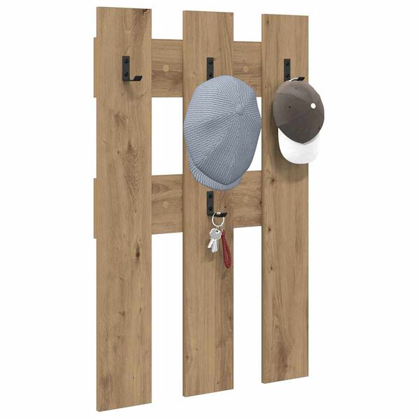 vidaXL Perchero de pared Roble artesanal 65 x 3 x 100 cm
