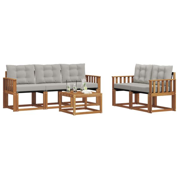 vidaXL Conjunto de sof&aacute;s de exterior 6 pcs Gris Natural y Claro