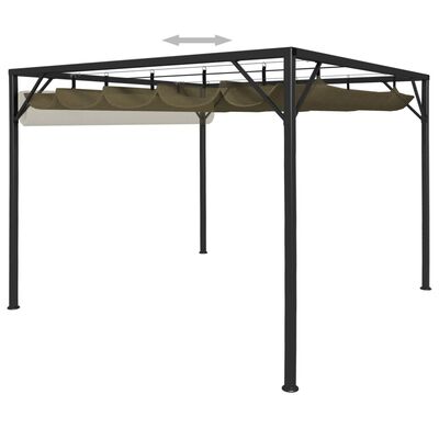 vidaXL Cenador de jardín con techo retráctil gris taupe 3x3m 180 g/m²