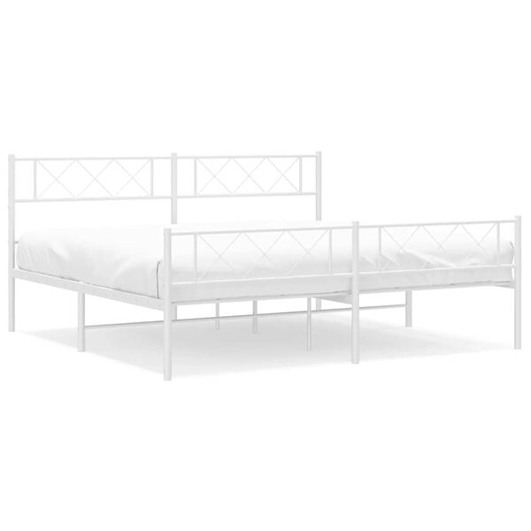 vidaXL Estructura cama sin colch&oacute;n con estribo metal blanco 183x213 cm