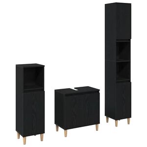 vidaXL Juego de muebles de ba&ntilde;o 3 uds. Roble Negro 30 x 30 x 180 cm