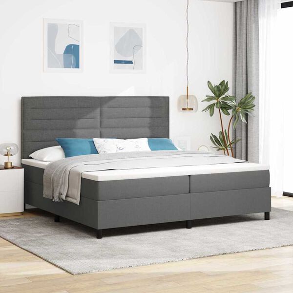 vidaXL Cama tipo Box Spring con colch&oacute;n Gris oscuro 200 x 200 cm tela