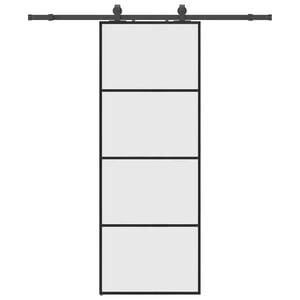 vidaXL Puerta corredera con juego herrajes negro 76x205 cm ESG vidrio