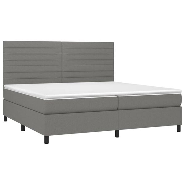 vidaXL Cama box spring colch&oacute;n y luces LED tela gris claro 200x200 cm