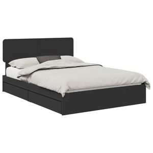vidaXL Cama con almacenamiento Negro 150 x 200 cm Madera de ingenier&iacute;a