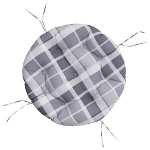 vidaXL Coj&iacute;n redondo tela Oxford estampado de cuadros gris &Oslash; 60x11 cm