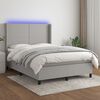 vidaXL Cama box spring colch&oacute;n y luces LED tela gris claro 140x190 cm