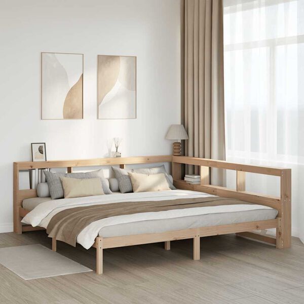 vidaXL Cama con estanter&iacute;a sin colch&oacute;n madera maciza de pino 200x200cm