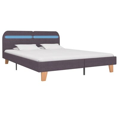 vidaXL Estructura de cama con LED tela gris topo 180x200 cm