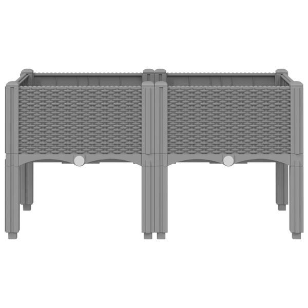 vidaXL Jardinera con patas PP gris claro 80x40x42 cm