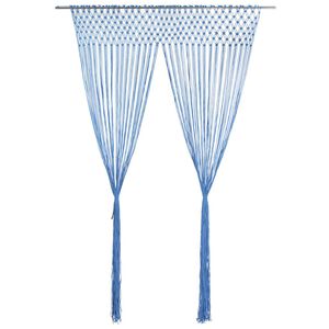 vidaXL Cortina de macram&eacute; algod&oacute;n azul 140x240 cm