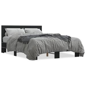 vidaXL Estructura de cama madera de ingenier&iacute;a y metal negro 135x190cm