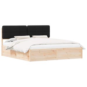 vidaXL Estructura de Cama con Cabecera Tapizada Negro 200 x 200 cm