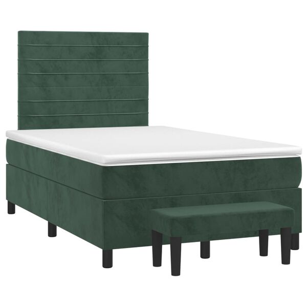 vidaXL Cama box spring con colch&oacute;n terciopelo verde oscuro 120x200 cm