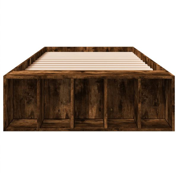 vidaXL Estructura de cama madera de ingeniería roble humo 75x190 cm