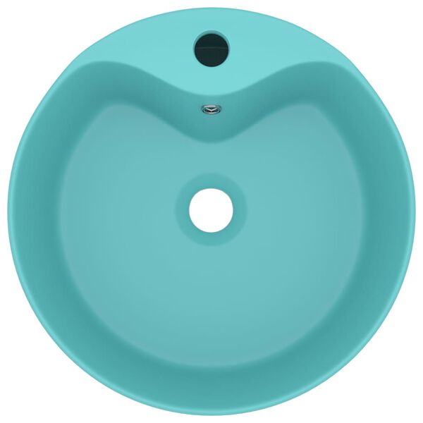 vidaXL Lavabo lujo con rebosadero cer&aacute;mica verde claro mate 36x13 cm