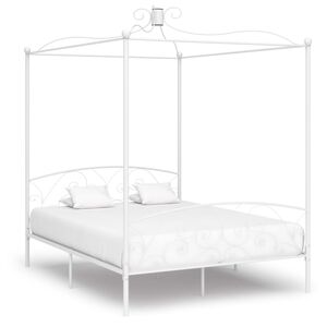 vidaXL Estructura de cama con dosel metal blanco 160x200 cm