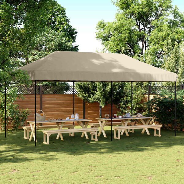 vidaXL Carpa de Fiesta Taup&eacute; 292 x 580 x 315 cm Tela Oxford