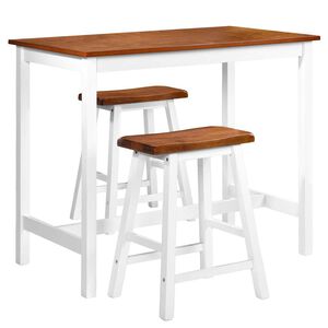 vidaXL Set de mesa y taburete de bar 3 piezas madera maciza