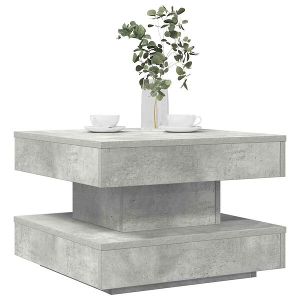 vidaXL Mesa de centro giratoria 360 grados gris hormigón 50x50x34,5 cm
