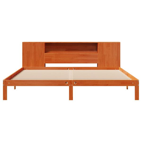 vidaXL Cama con estanter&iacute;a sin colch&oacute;n madera maciza marr&oacute;n 180x200cm
