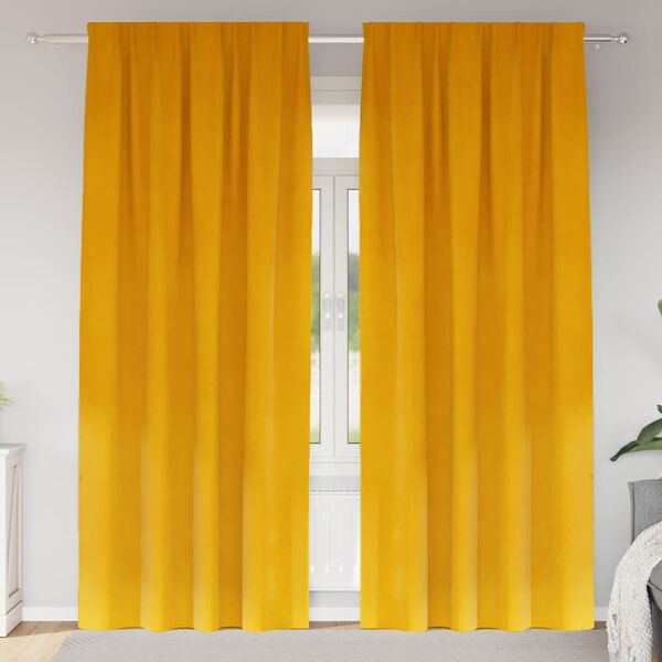 vidaXL Cortinas opacas 2 pcs Amarillo Mostaza 140 x 260 cm Terciopelo