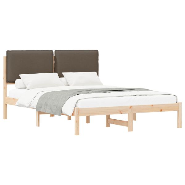 vidaXL Estructura de Cama con Cabecera Tapizada Taup&eacute; 140 x 200 cm