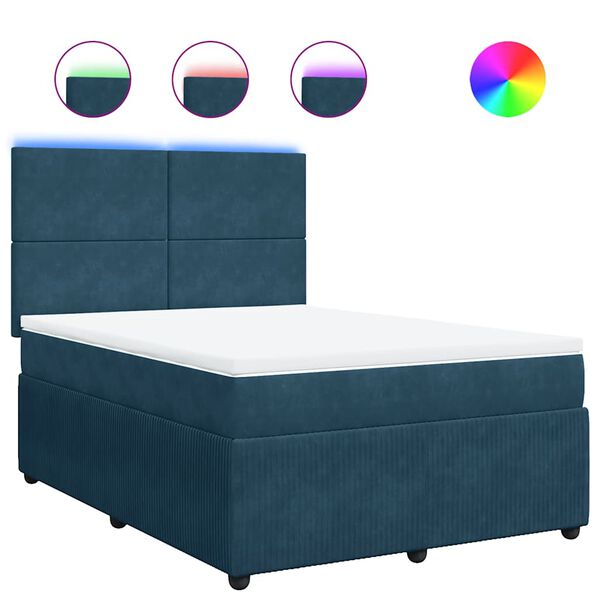 vidaXL Cama box spring con colch&oacute;n terciopelo azul 140x190 cm