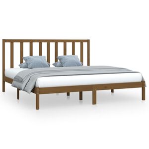 vidaXL Estructura cama sin colch&oacute;n madera pino marr&oacute;n miel 200x200 cm