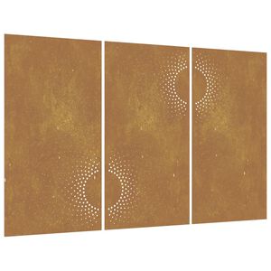 vidaXL Adorno pared jard&iacute;n 3 uds acero corten dise&ntilde;o sol 105x55 cm