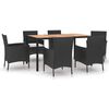 vidaXL Set de comedor de jard&iacute;n 7 pzas y cojines rat&aacute;n sint&eacute;tico negro